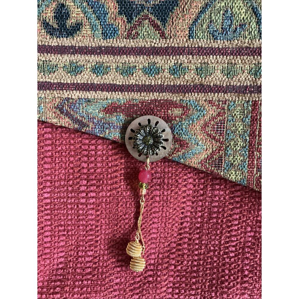 Boho Chic Handmade Tapestry Clutch Purse With Embellished Button Accent - Picture 5 of 8